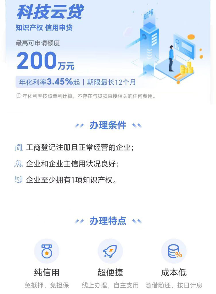 图片[1]⠂科技云贷，有知识产权即可申请的企业信贷，最高额度200万元