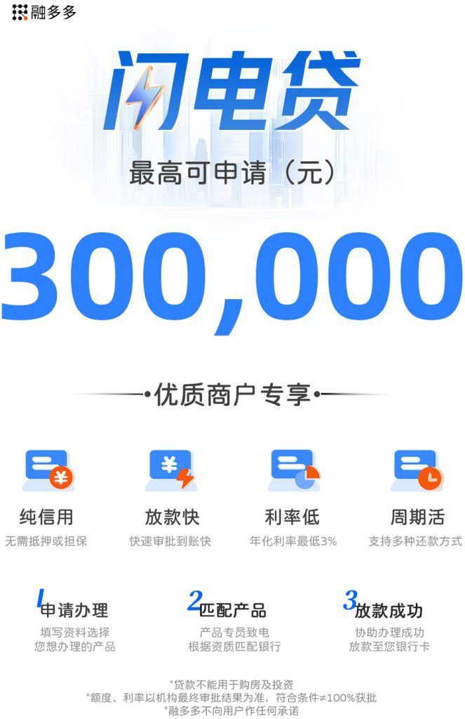 图片[1]⠂闪电贷，个人经营性信贷，极速出额最高30万