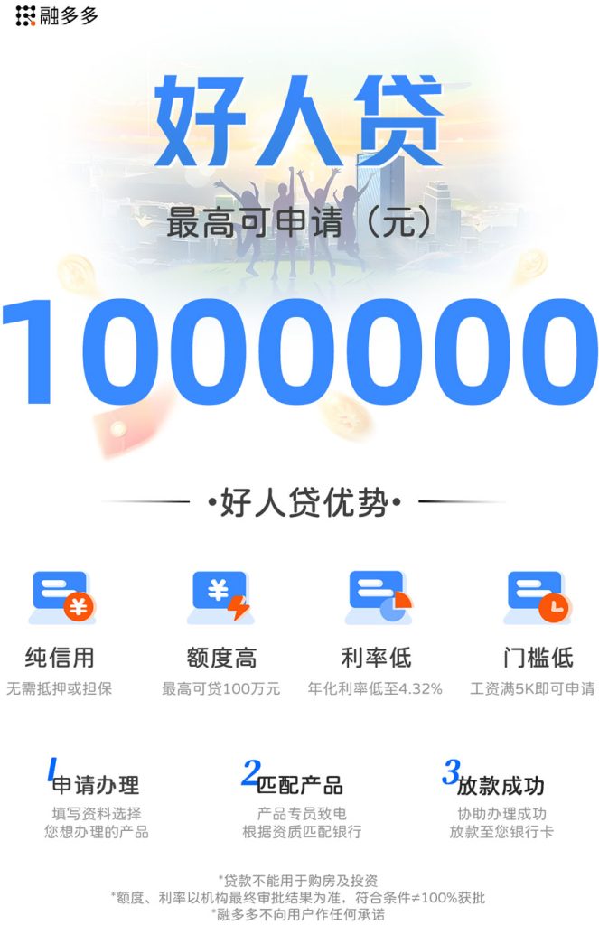 图片[1]⠂好人贷，最高额度100万的信用贷款，最快5分钟到账